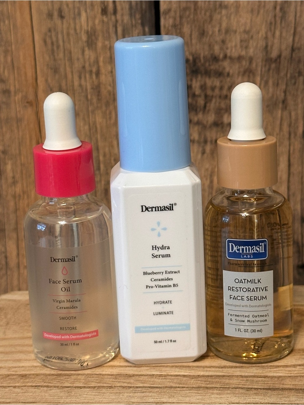 New (3) Dermasil Restorative Face Hydra Serum Oil Smooth Restore Hydrate
